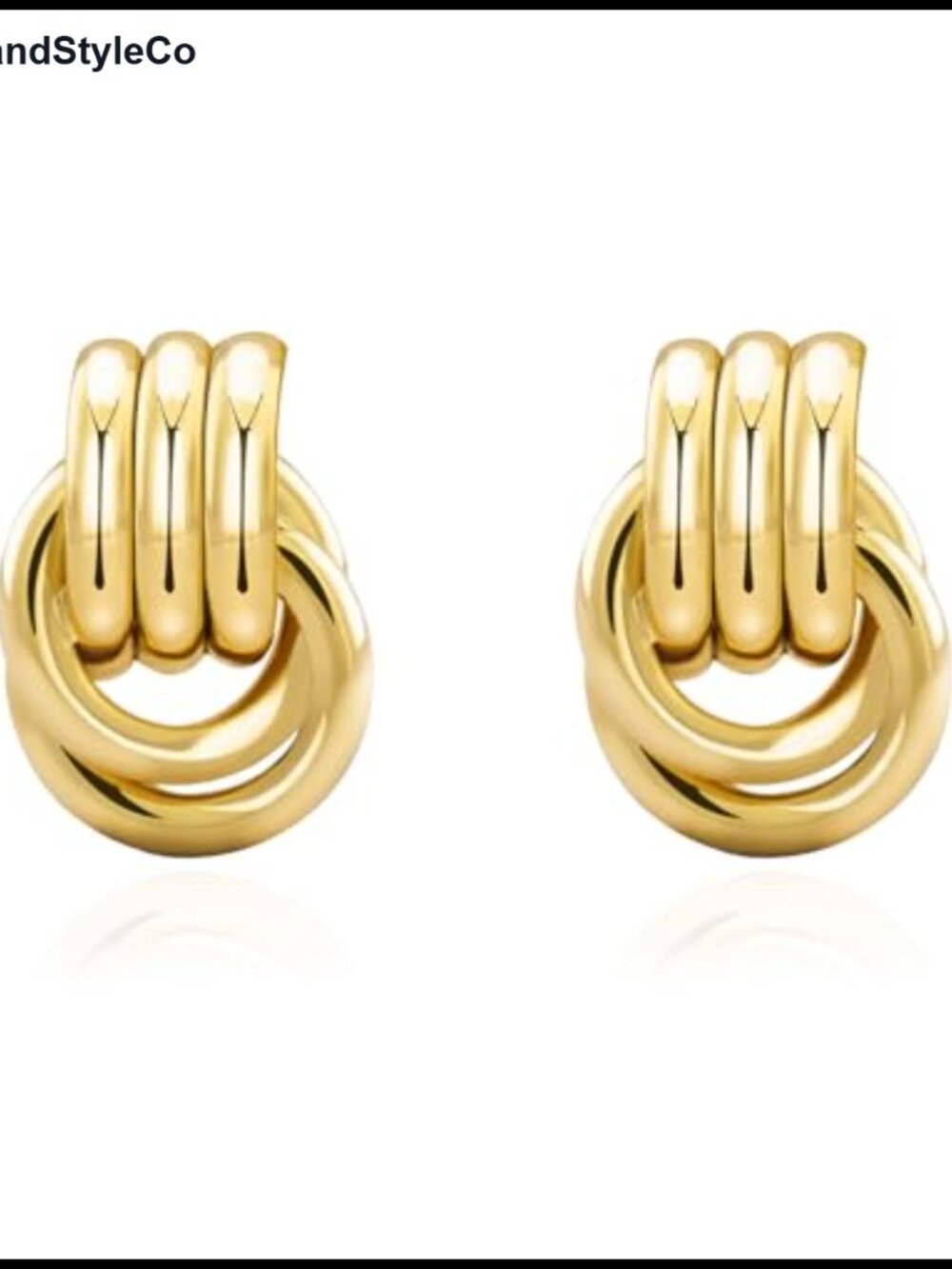 Chunky Gold Knot Earrings Trendy Statement Dangle Earrings 14k Gold Plated